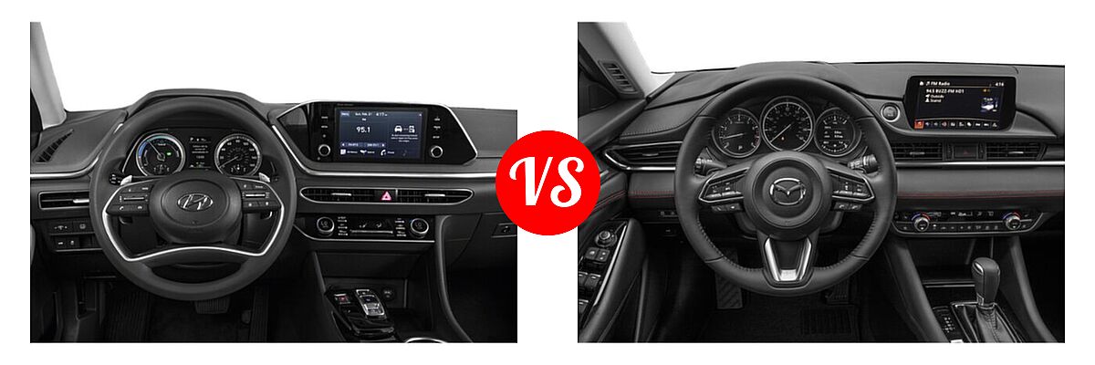 2021 Hyundai Sonata Hybrid Sedan Hybrid Blue vs. 2021 Mazda 6 Sedan Carbon Edition - Dashboard Comparison