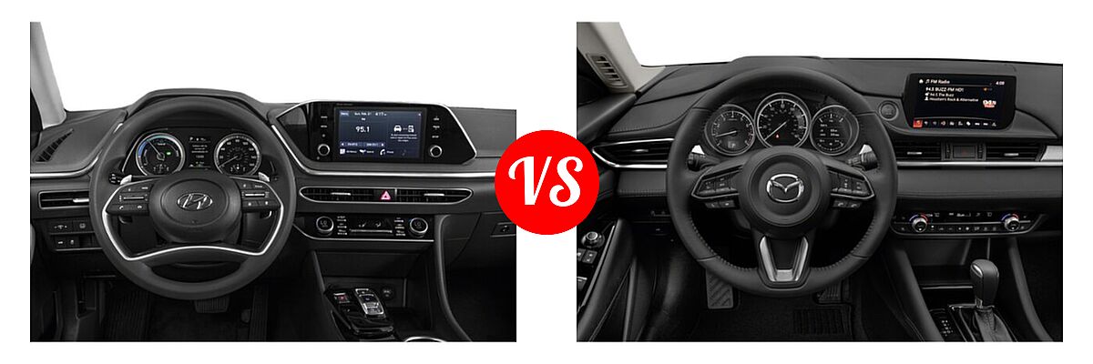 2021 Hyundai Sonata Hybrid Sedan Hybrid Blue vs. 2021 Mazda 6 Sedan Grand Touring Reserve - Dashboard Comparison