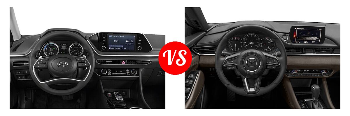 2021 Hyundai Sonata Hybrid Sedan Hybrid Blue vs. 2021 Mazda 6 Sedan Signature - Dashboard Comparison