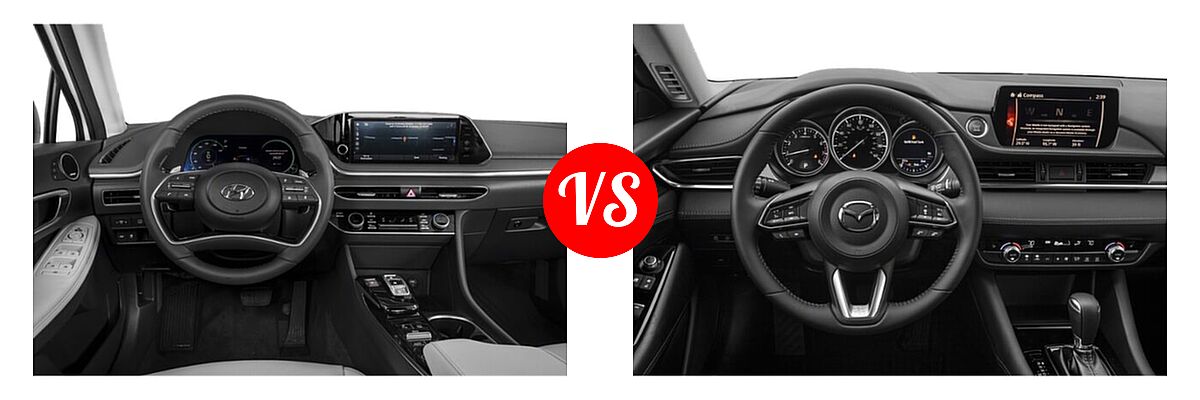 2021 Hyundai Sonata Hybrid Sedan Hybrid Limited vs. 2021 Mazda 6 Sedan Touring - Dashboard Comparison