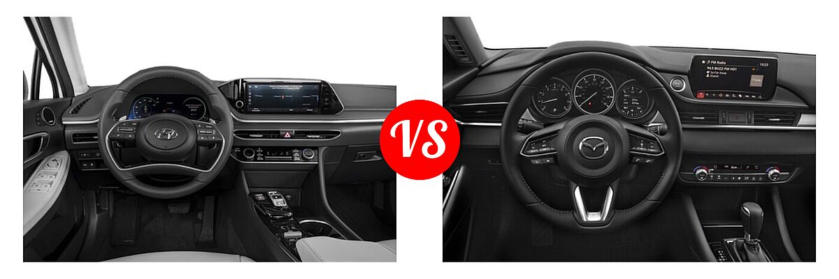 2021 Hyundai Sonata Hybrid Sedan Hybrid Limited vs. 2021 Mazda 6 Sedan Sport - Dashboard Comparison
