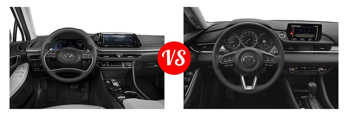 2021 Hyundai Sonata Hybrid Sedan Hybrid Limited vs. 2021 Mazda 6 Sedan Grand Touring - Dashboard Comparison