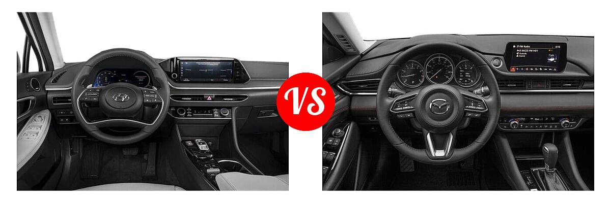 2021 Hyundai Sonata Hybrid Sedan Hybrid Limited vs. 2021 Mazda 6 Sedan Carbon Edition - Dashboard Comparison