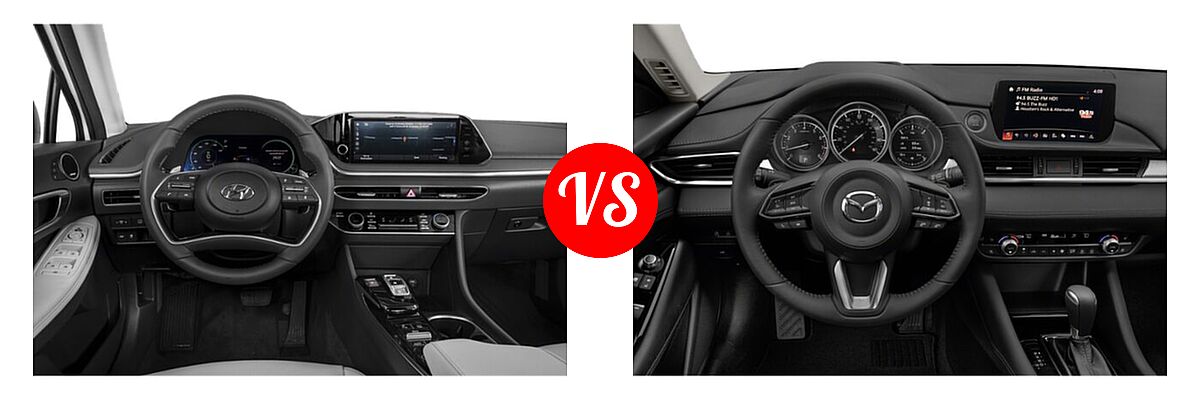 2021 Hyundai Sonata Hybrid Sedan Hybrid Limited vs. 2021 Mazda 6 Sedan Grand Touring Reserve - Dashboard Comparison
