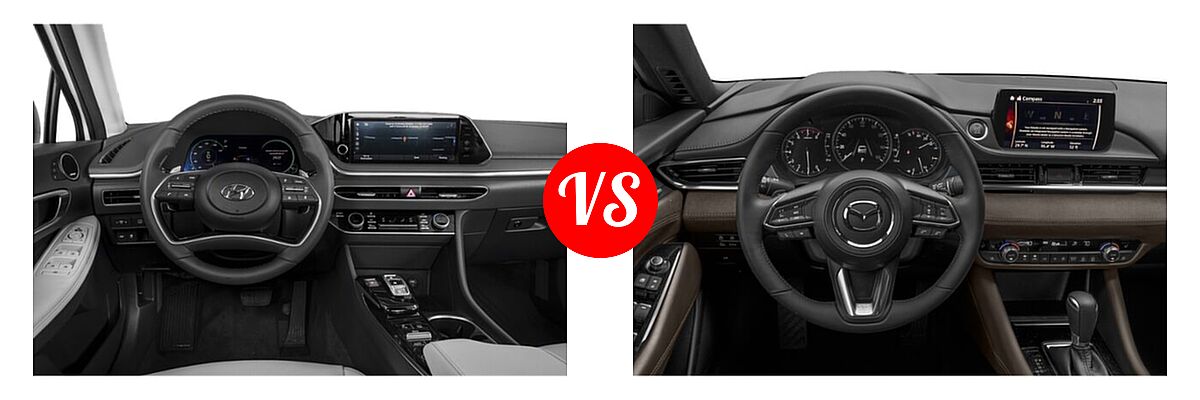 2021 Hyundai Sonata Hybrid Sedan Hybrid Limited vs. 2021 Mazda 6 Sedan Signature - Dashboard Comparison