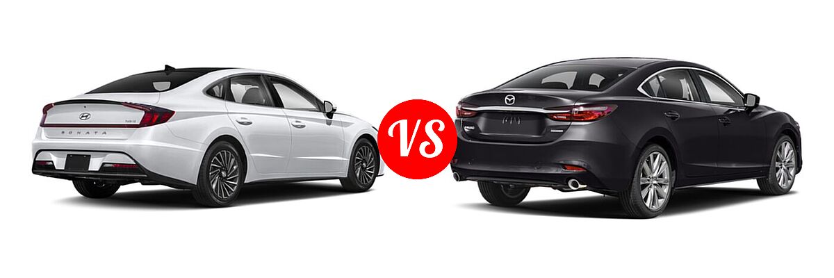 2021 Hyundai Sonata Hybrid Sedan Hybrid Limited vs. 2021 Mazda 6 Sedan Touring - Rear Right Comparison