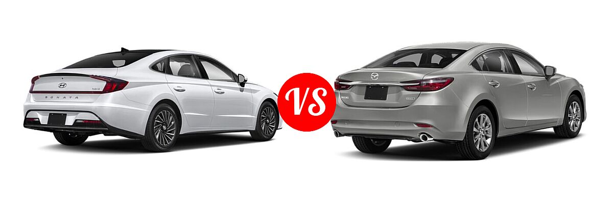 2021 Hyundai Sonata Hybrid Sedan Hybrid Limited vs. 2021 Mazda 6 Sedan Sport - Rear Right Comparison
