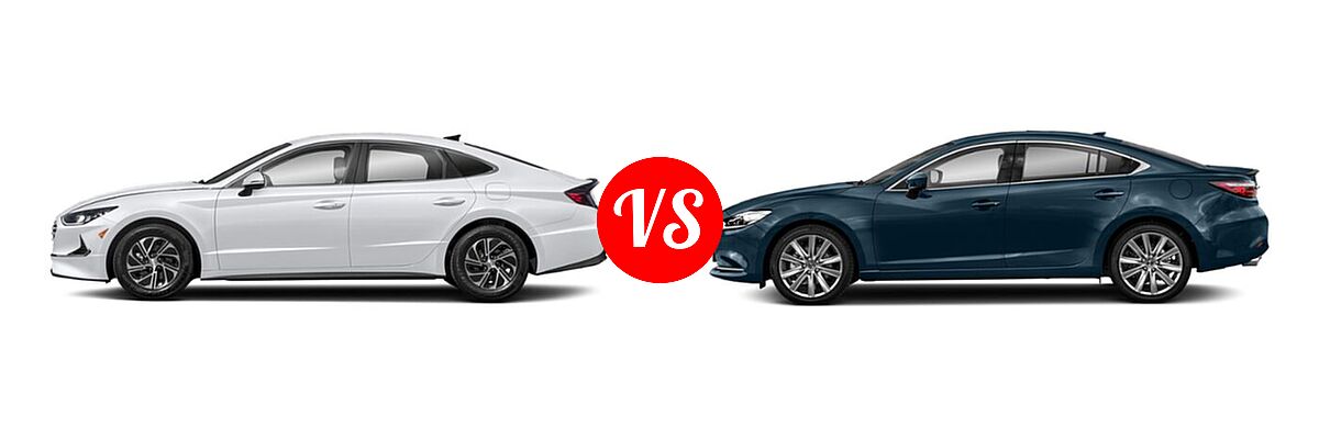 2021 Hyundai Sonata Hybrid Sedan Hybrid Blue vs. 2021 Mazda 6 Sedan Grand Touring Reserve - Side Comparison