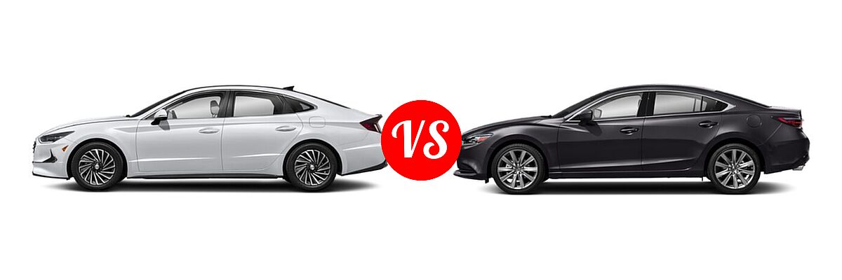 2021 Hyundai Sonata Hybrid Sedan Hybrid Limited vs. 2021 Mazda 6 Sedan Touring - Side Comparison