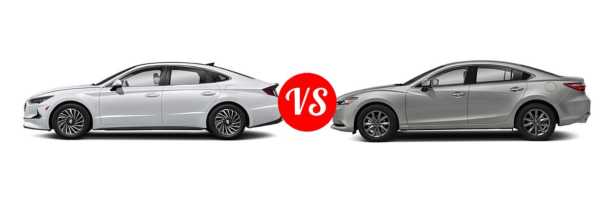 2021 Hyundai Sonata Hybrid Sedan Hybrid Limited vs. 2021 Mazda 6 Sedan Sport - Side Comparison