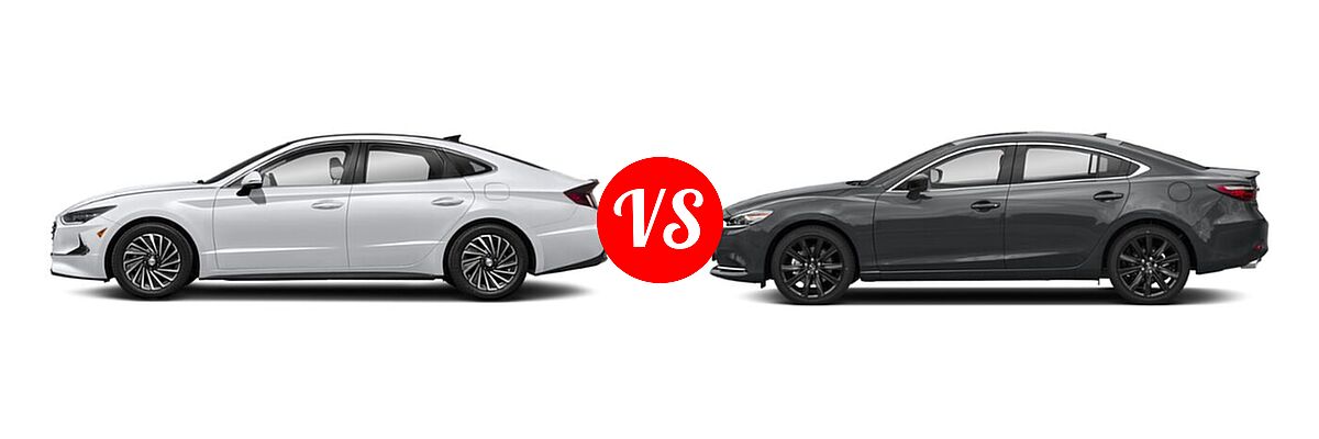 2021 Hyundai Sonata Hybrid Sedan Hybrid Limited vs. 2021 Mazda 6 Sedan Carbon Edition - Side Comparison