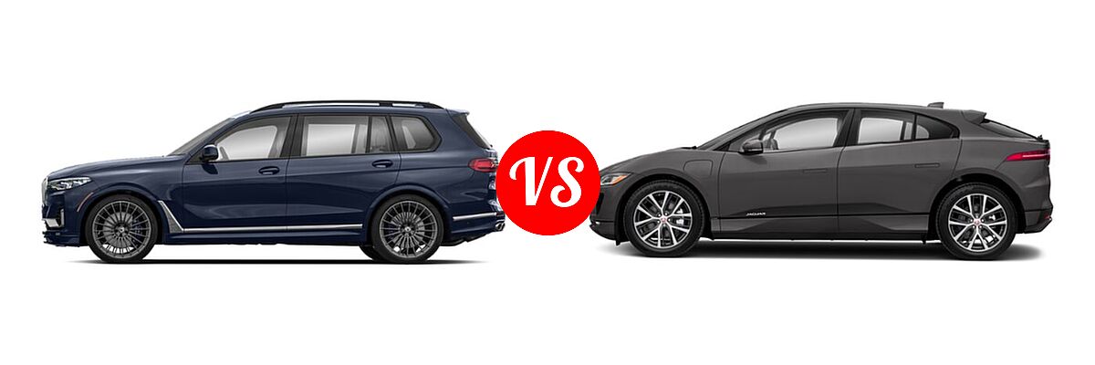 2021 BMW ALPINA XB7 SUV ALPINA XB7 vs. 2019 Jaguar I-PACE SUV Electric First Edition / HSE / S / SE - Side Comparison