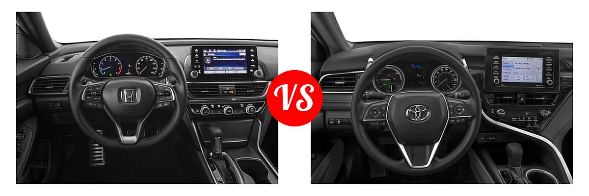 2021 Honda Accord Sedan Sport vs. 2021 Toyota Camry Hybrid Sedan Hybrid Hybrid LE - Dashboard Comparison