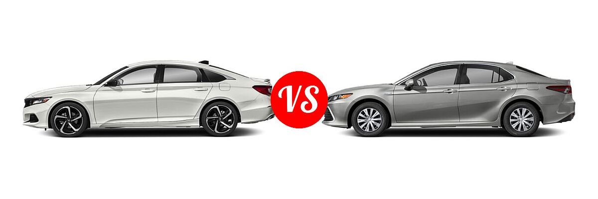 2021 Honda Accord Sedan Sport vs. 2021 Toyota Camry Hybrid Sedan Hybrid Hybrid LE - Side Comparison