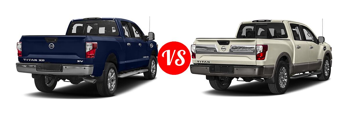 2017 Nissan Titan XD Pickup Diesel SV vs. 2017 Nissan Titan Pickup Platinum Reserve - Rear Right Comparison