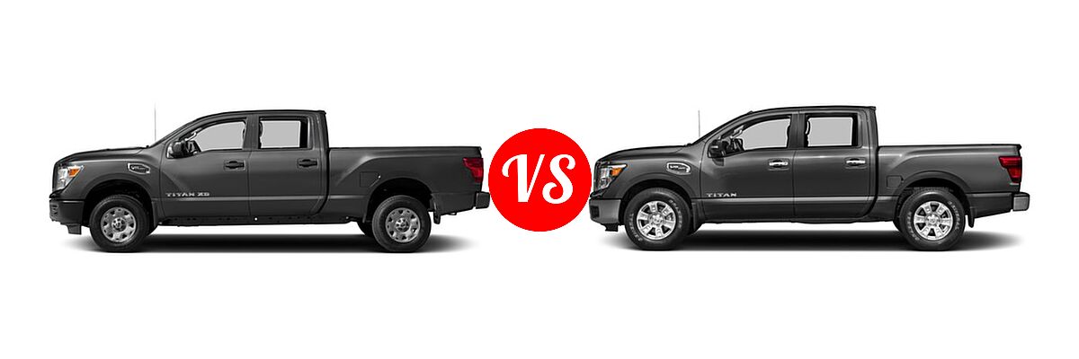 2017 Nissan Titan XD Pickup Diesel S vs. 2017 Nissan Titan Pickup S / SV - Side Comparison
