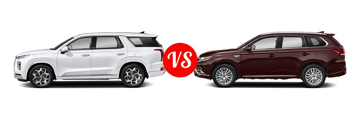 2022 Hyundai Palisade SUV Calligraphy vs. 2022 Mitsubishi Outlander PHEV SUV PHEV SEL - Side Comparison