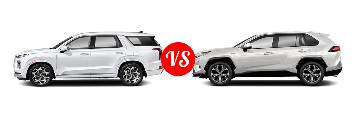 2022 Hyundai Palisade SUV Calligraphy vs. 2022 Toyota RAV4 Prime SUV PHEV SE / XSE - Side Comparison