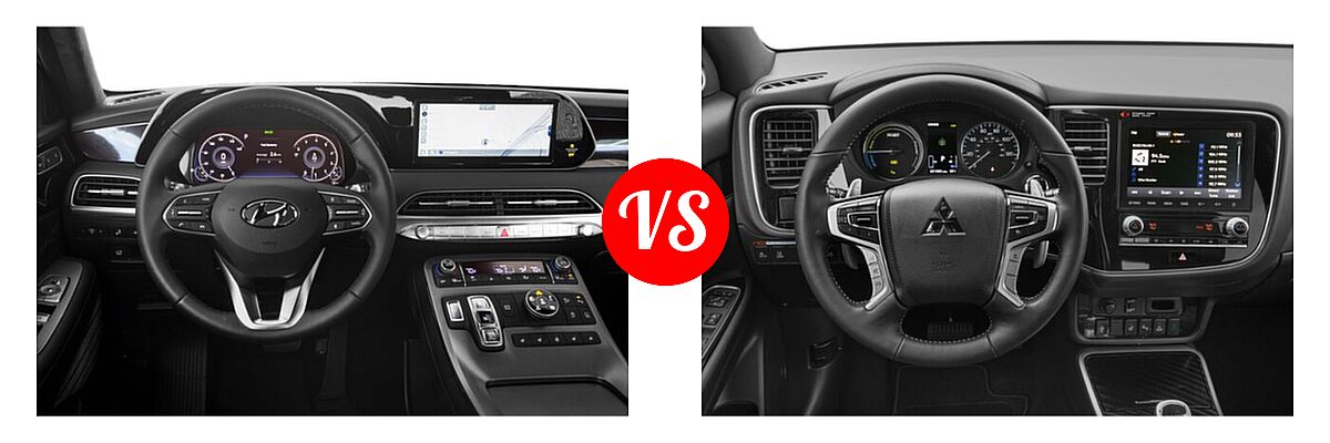 2022 Hyundai Palisade SUV Calligraphy vs. 2022 Mitsubishi Outlander PHEV SUV PHEV SEL - Dashboard Comparison