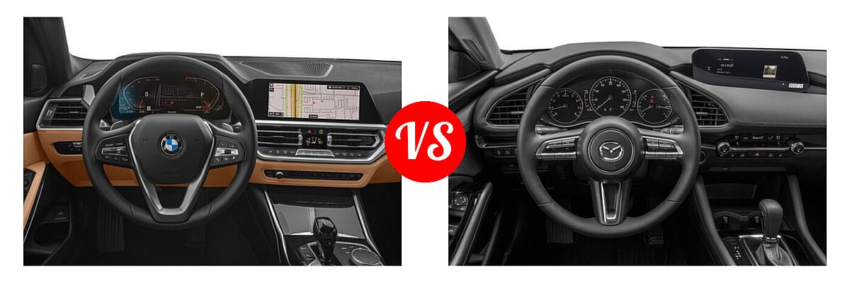 2022 BMW 3 Series Sedan 330i / 330i xDrive vs. 2022 Mazda 3 Sedan 2.5 Turbo Premium Plus - Dashboard Comparison