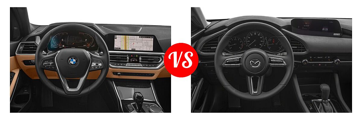 2022 BMW 3 Series Sedan 330i / 330i xDrive vs. 2022 Mazda 3 Sedan Select - Dashboard Comparison