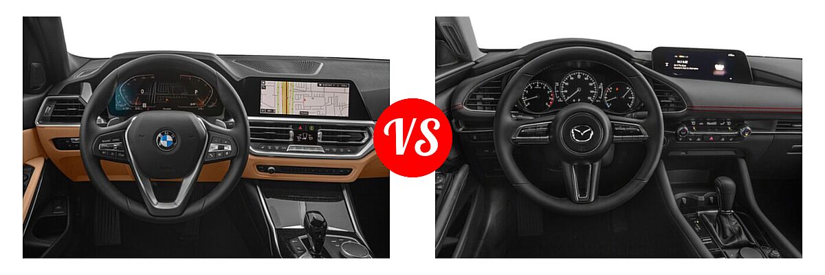 2022 BMW 3 Series Sedan 330i / 330i xDrive vs. 2022 Mazda 3 Sedan 2.5 Turbo - Dashboard Comparison
