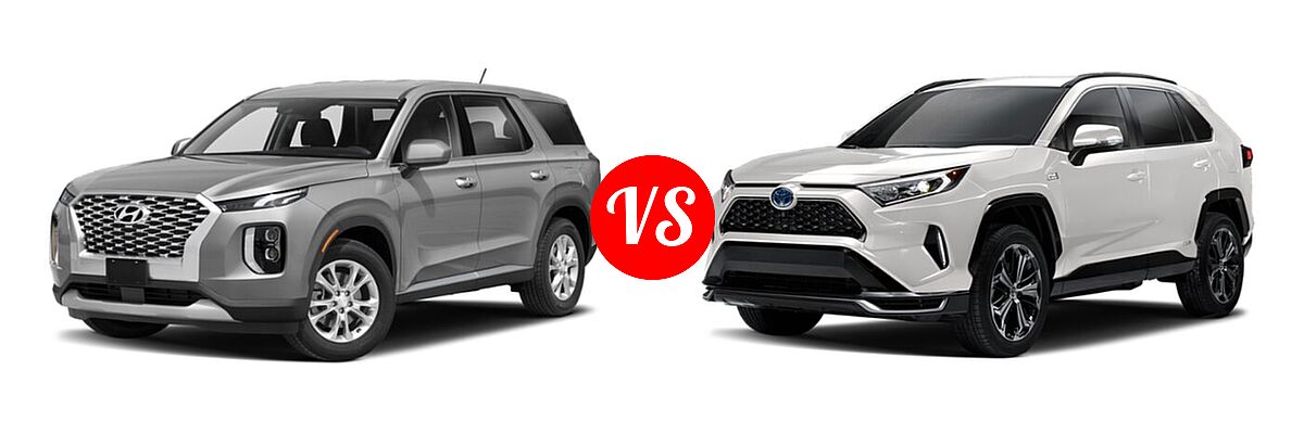2022 Hyundai Palisade SUV SE vs. 2022 Toyota RAV4 Prime SUV PHEV SE / XSE - Front Left Comparison