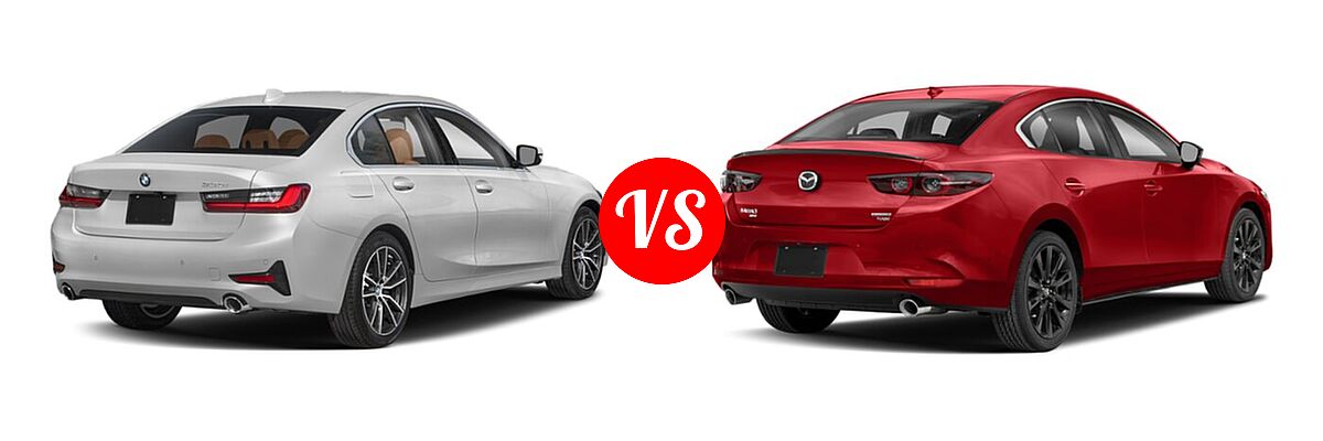 2022 BMW 3 Series Sedan 330i / 330i xDrive vs. 2022 Mazda 3 Sedan 2.5 Turbo Premium Plus - Rear Right Comparison
