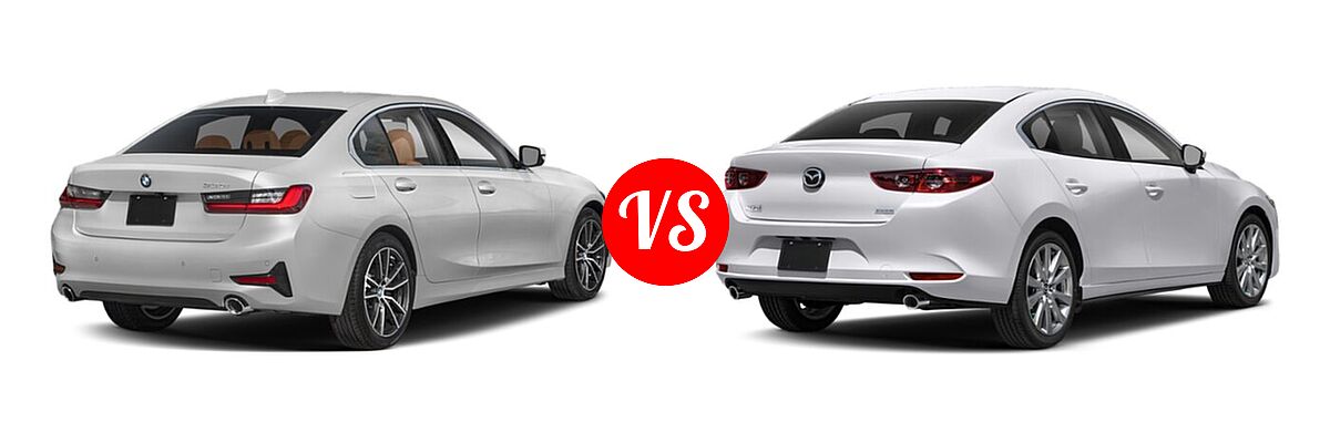 2022 BMW 3 Series Sedan 330i / 330i xDrive vs. 2022 Mazda 3 Sedan Select - Rear Right Comparison