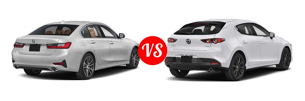 2022 BMW 3 Series Sedan 330i / 330i xDrive vs. 2022 Mazda 3 Sedan Premium - Rear Right Comparison