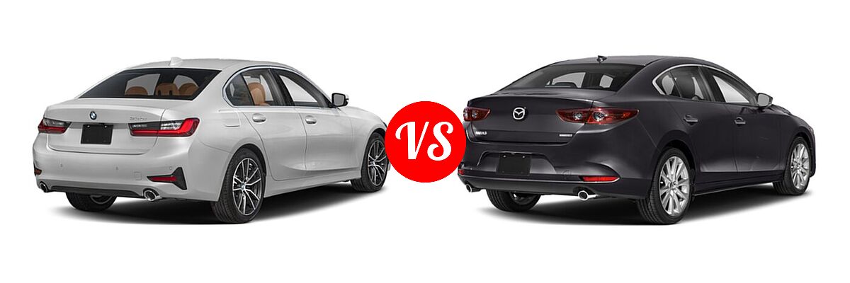 2022 BMW 3 Series Sedan 330i / 330i xDrive vs. 2022 Mazda 3 Sedan Premium - Rear Right Comparison