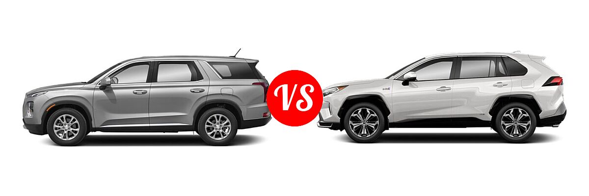 2022 Hyundai Palisade SUV SE vs. 2022 Toyota RAV4 Prime SUV PHEV SE / XSE - Side Comparison