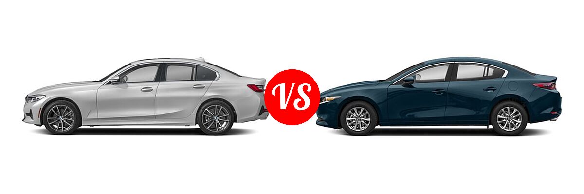 2022 BMW 3 Series Sedan 330i / 330i xDrive vs. 2022 Mazda 3 Sedan 2.5 S - Side Comparison
