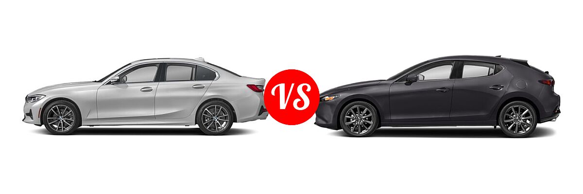 2022 BMW 3 Series Sedan 330i / 330i xDrive vs. 2022 Mazda 3 Sedan Preferred - Side Comparison
