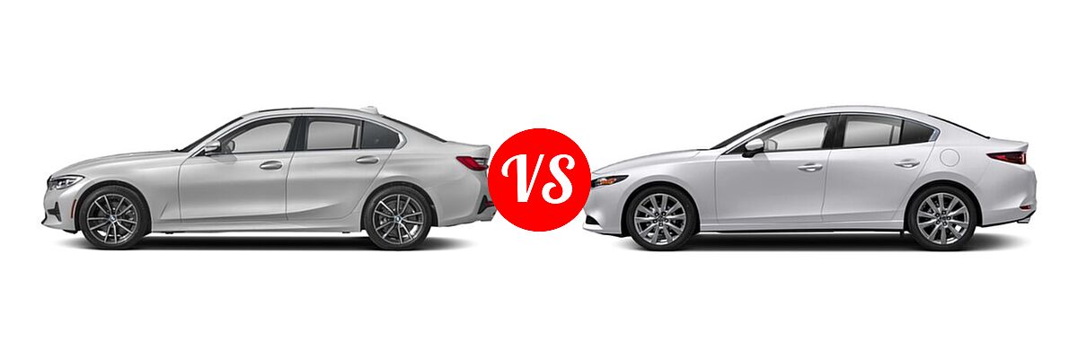 2022 BMW 3 Series Sedan 330i / 330i xDrive vs. 2022 Mazda 3 Sedan Select - Side Comparison