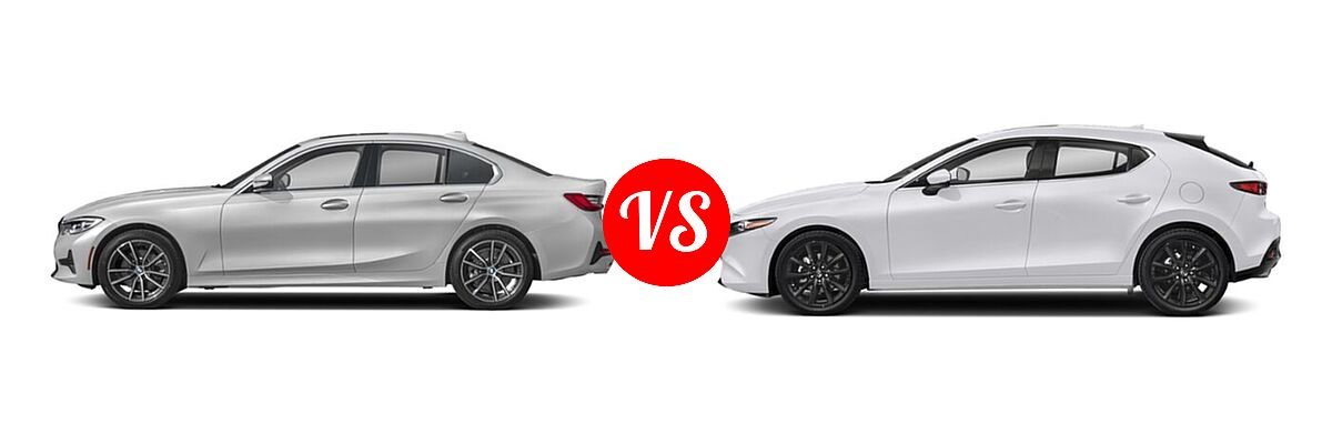 2022 BMW 3 Series Sedan 330i / 330i xDrive vs. 2022 Mazda 3 Sedan Premium - Side Comparison