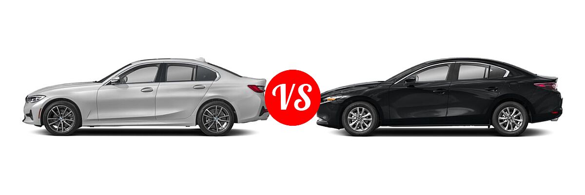 2022 BMW 3 Series Sedan 330i / 330i xDrive vs. 2022 Mazda 3 Sedan 2.0 - Side Comparison