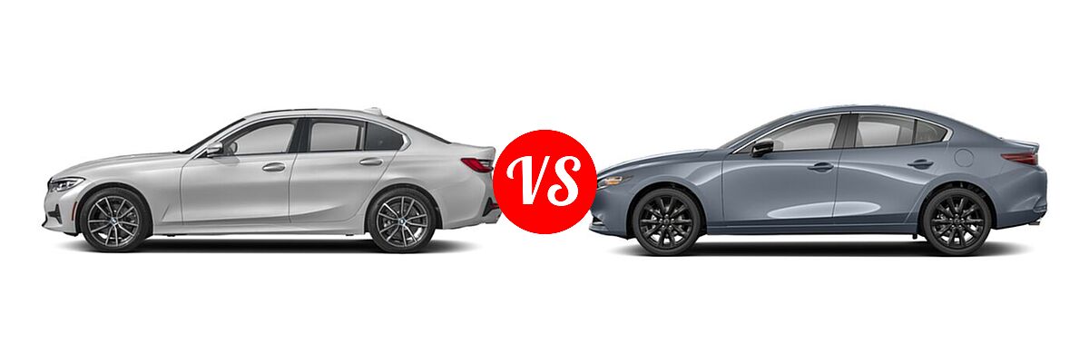 2022 BMW 3 Series Sedan 330i / 330i xDrive vs. 2022 Mazda 3 Sedan Carbon Edition - Side Comparison