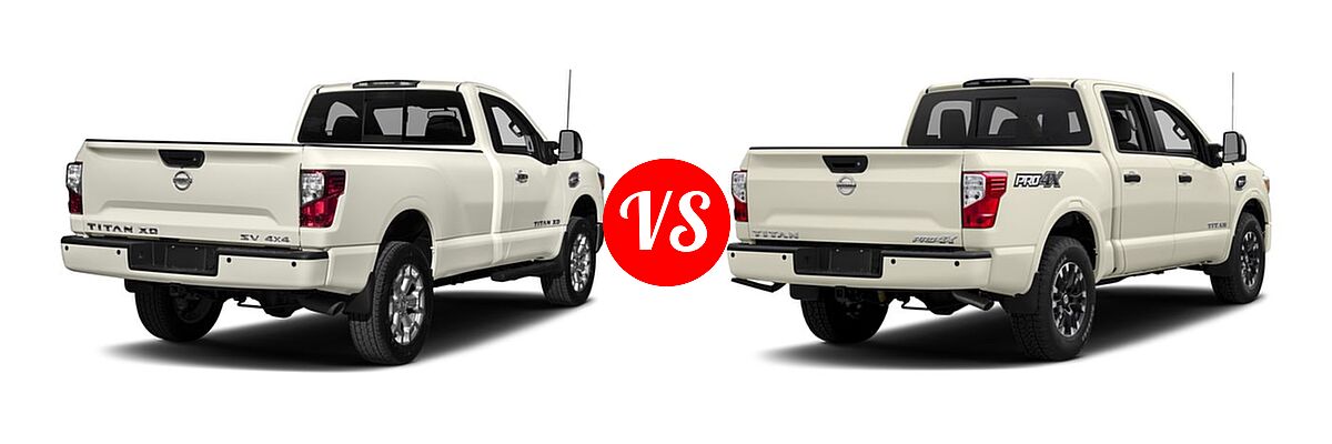 2017 Nissan Titan XD Pickup Diesel S / SV vs. 2017 Nissan Titan Pickup PRO-4X - Rear Right Comparison