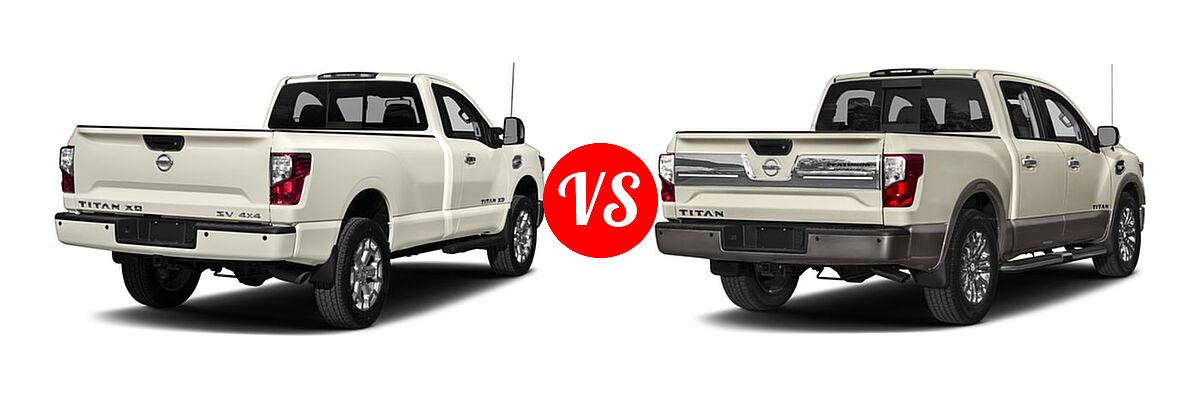 2017 Nissan Titan XD Pickup Diesel S / SV vs. 2017 Nissan Titan Pickup Platinum Reserve - Rear Right Comparison