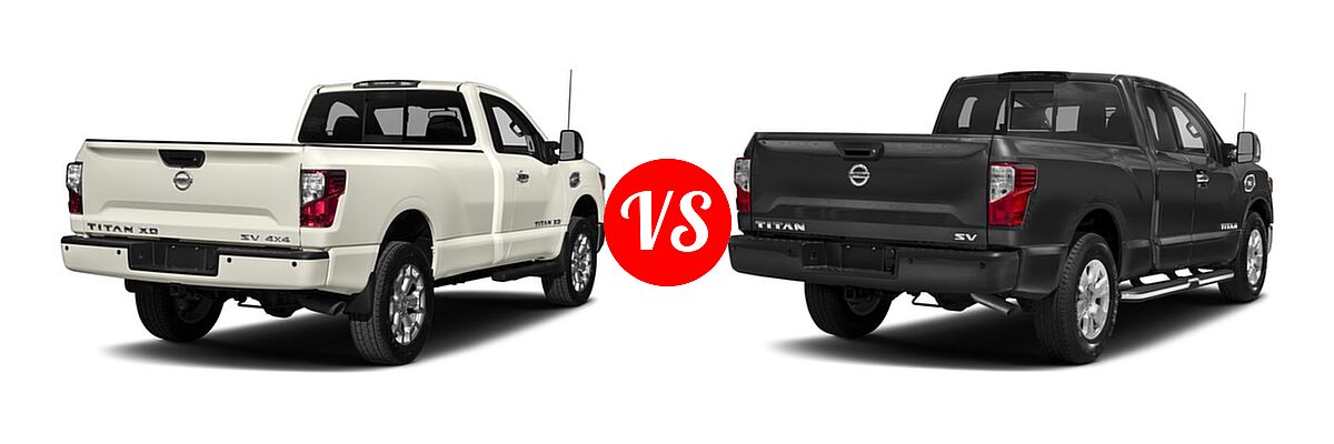 2017 Nissan Titan XD Pickup Diesel S / SV vs. 2017 Nissan Titan Pickup SV - Rear Right Comparison