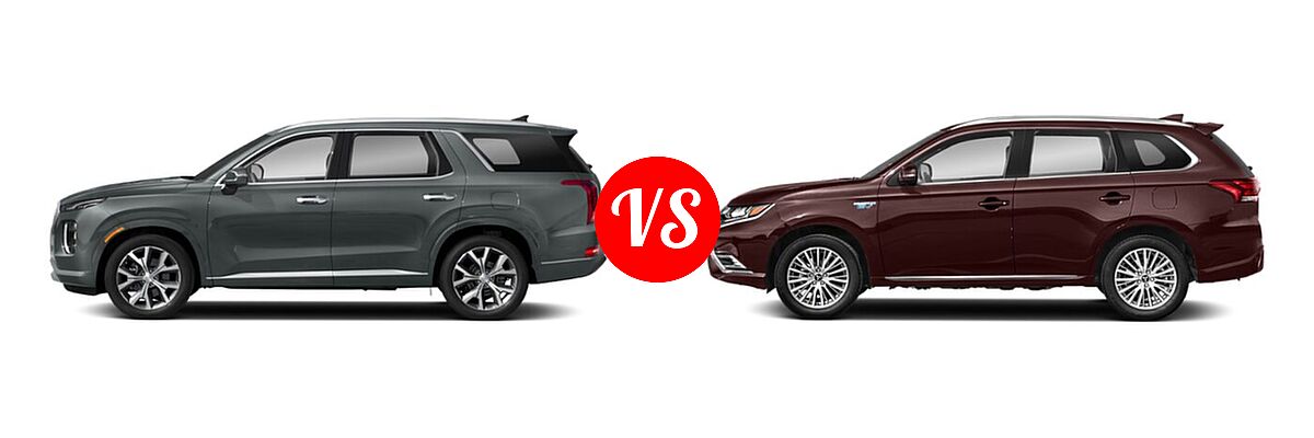 2022 Hyundai Palisade SUV Limited vs. 2022 Mitsubishi Outlander PHEV SUV PHEV SEL - Side Comparison