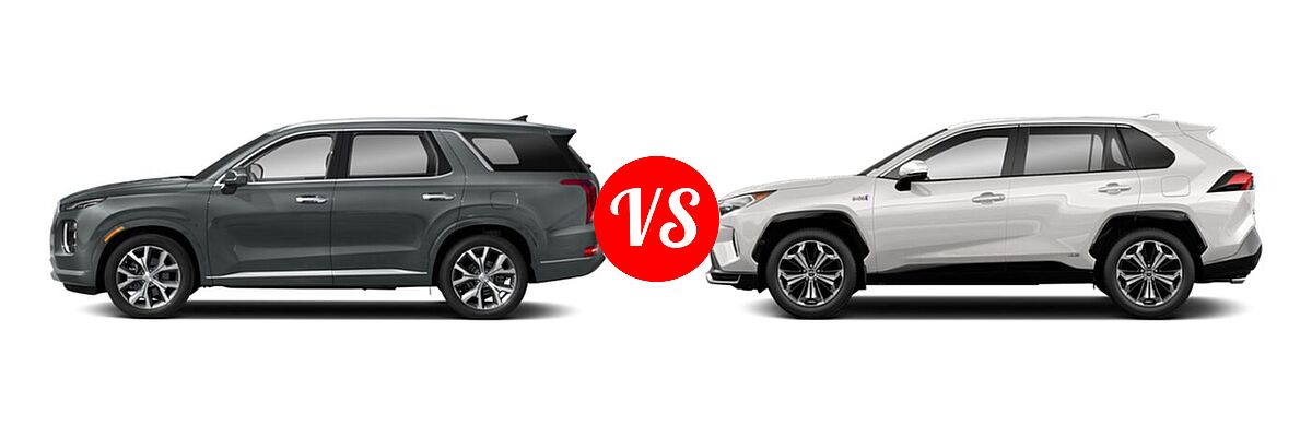 2022 Hyundai Palisade SUV Limited vs. 2022 Toyota RAV4 Prime SUV PHEV SE / XSE - Side Comparison