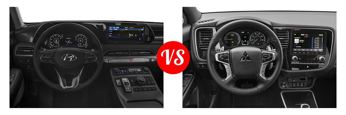 2022 Hyundai Palisade SUV Limited vs. 2022 Mitsubishi Outlander PHEV SUV PHEV LE - Dashboard Comparison