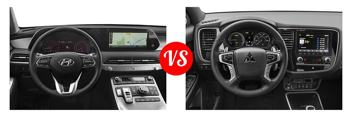 2022 Hyundai Palisade SUV SEL vs. 2022 Mitsubishi Outlander PHEV SUV PHEV SEL - Dashboard Comparison
