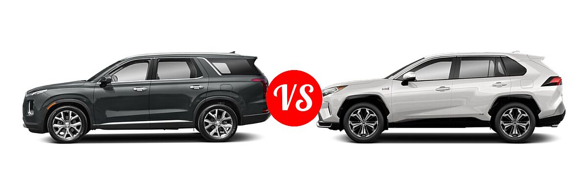 2022 Hyundai Palisade SUV SEL vs. 2022 Toyota RAV4 Prime SUV PHEV SE / XSE - Side Comparison