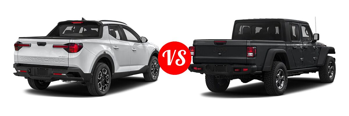 2022 Hyundai Santa Cruz Pickup SEL Premium vs. 2022 Jeep Gladiator Pickup Rubicon - Rear Right Comparison