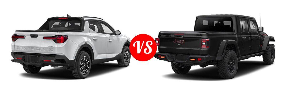 2022 Hyundai Santa Cruz Pickup SEL Premium vs. 2022 Jeep Gladiator Pickup Mojave - Rear Right Comparison