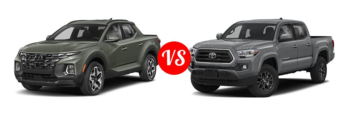 2022 Hyundai Santa Cruz Pickup Limited / SE / SEL vs. 2022 Toyota Tacoma Pickup SR5 - Front Left Comparison