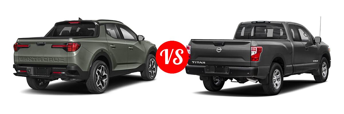 2022 Hyundai Santa Cruz Pickup Limited / SE / SEL vs. 2021 Nissan Titan King Cab Pickup PRO-4X / S / SV - Rear Right Comparison